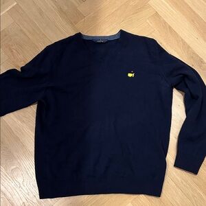 Masters Navy Blue V-Neck Sweater cashmere